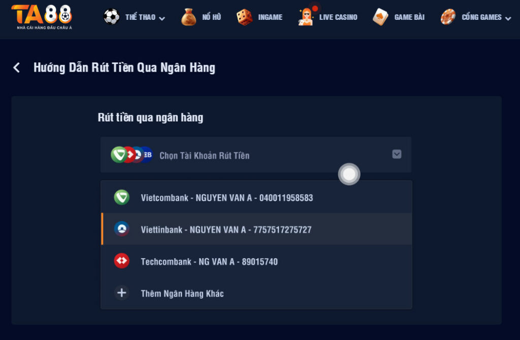 rút tiền Ta88
